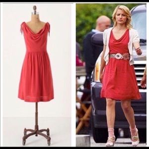 Maeve Tied Down Sleeveless Fit & Flare Coral Dress